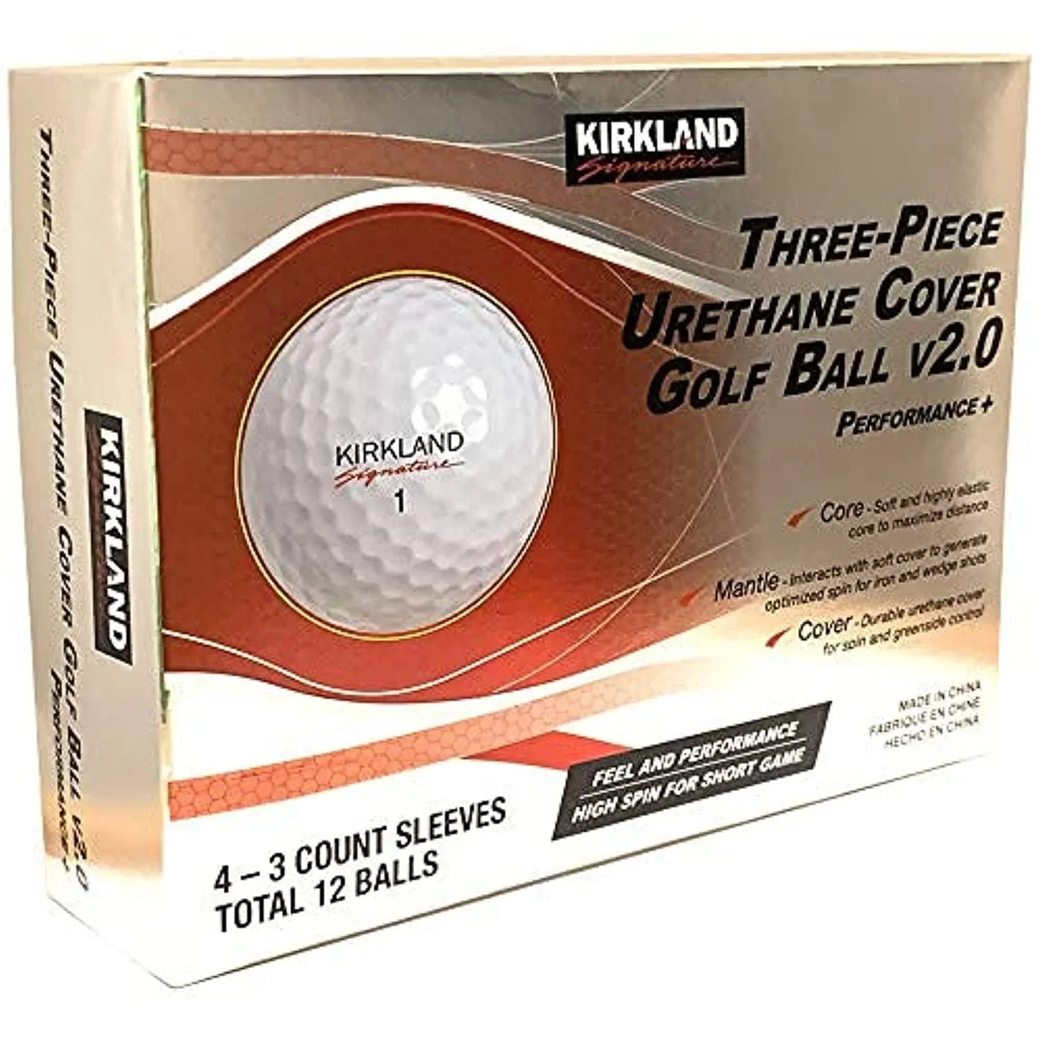 Kirkland Signature Three Piece Urethane Cover Golf Balls Performance+