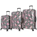 Betsey Johnson Stripe Roses 3-Piece Luggage Set