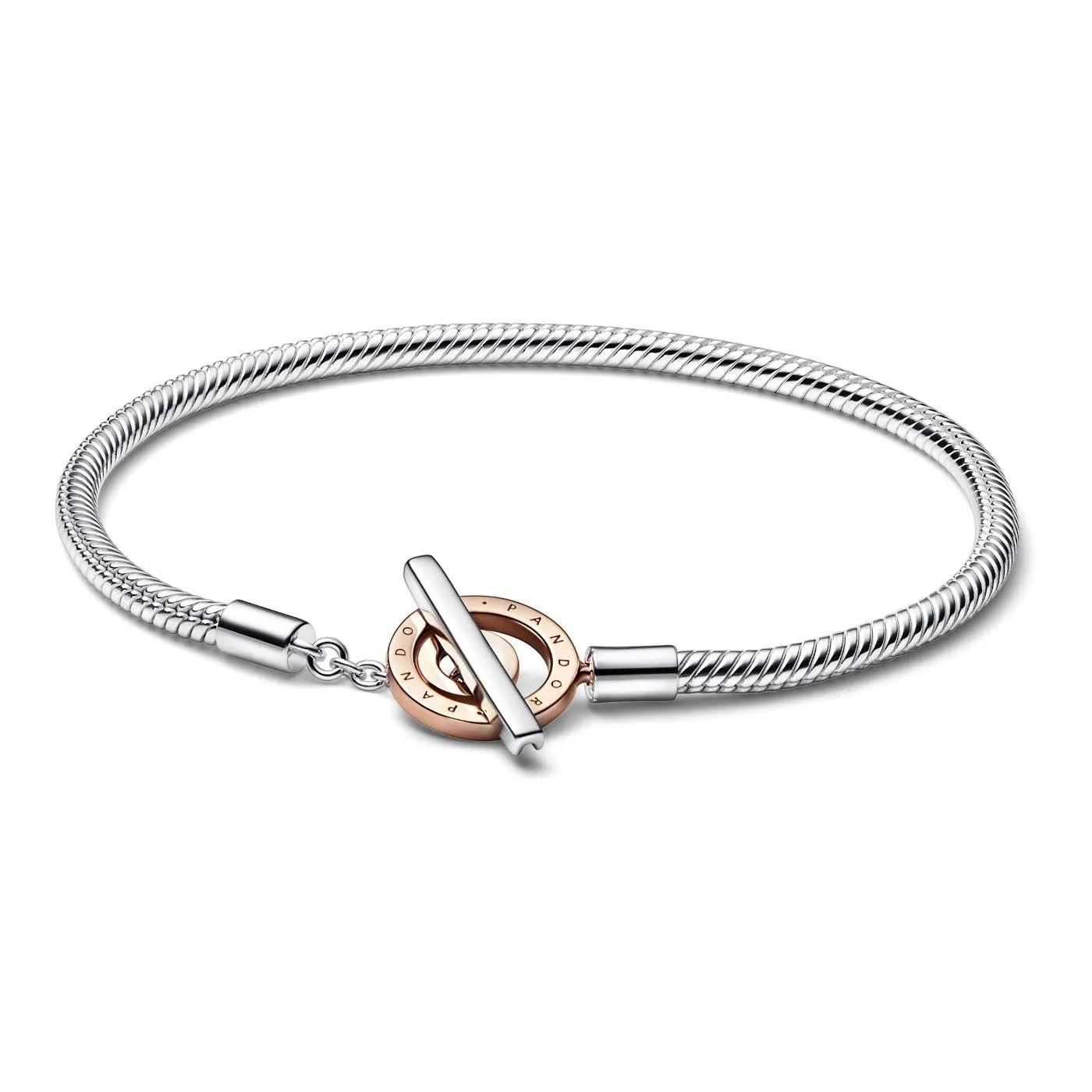 Pandora Signature Two-Tone T-Bar Snake Chain Bracelet