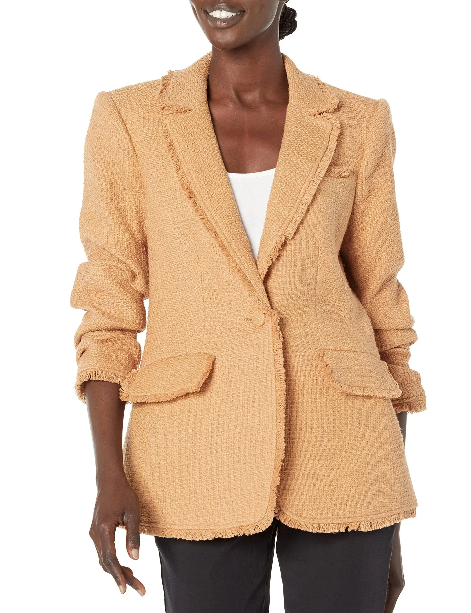 Boucle Khloe Blazer In Cherry Tomato