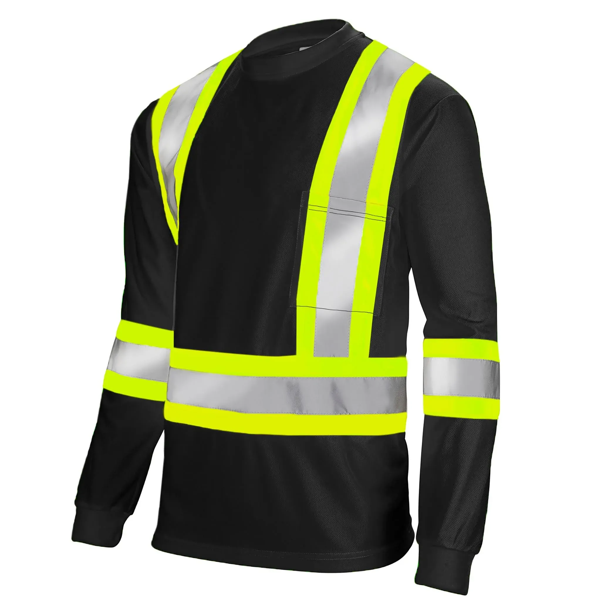 JORESTECH Safety Long Sleeve Work T Shirt Reflective X in Back for High Visibility, ANSI and CSA Compliant