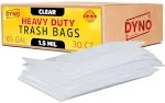 65 Gallon Trash Bags Heavy Duty 1.5 Mil Clear - 30 Count Large Trash Bags - Individually Folded - Industrial Trash Bags 65 Gallon – 50W x 48L