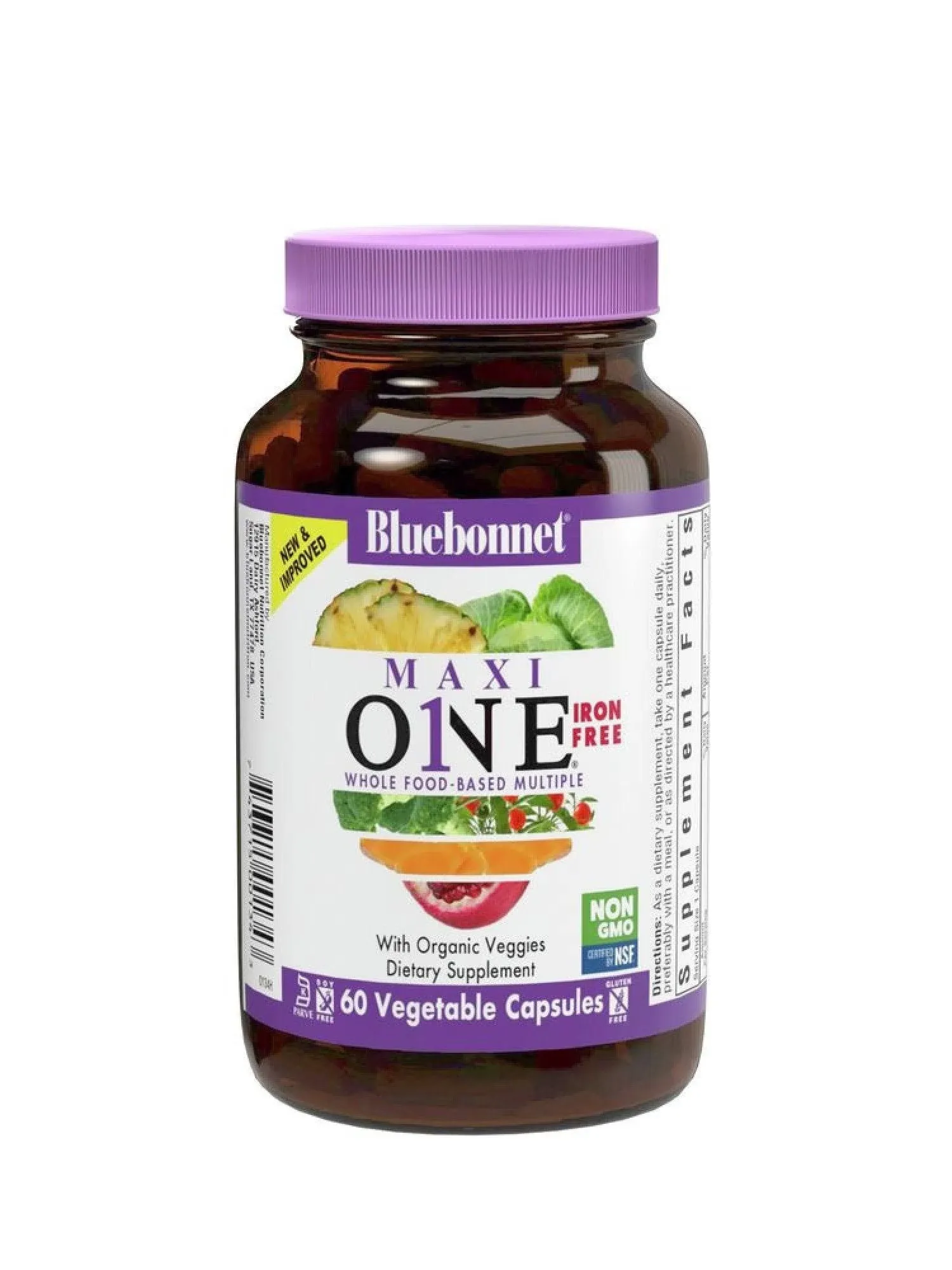 Bluebonnet Maxi One Whole Food-Based Iron Free 60 VegCap