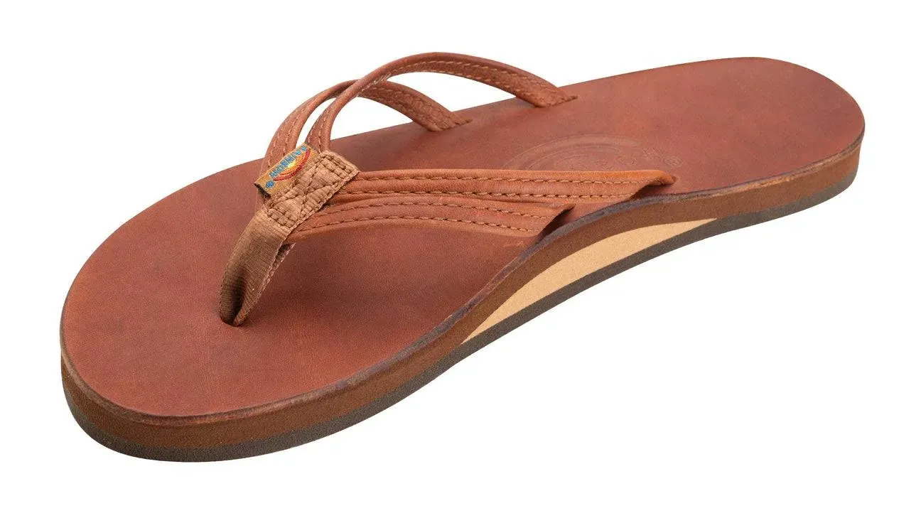 Rainbow Women's The Sandpiper Luxury Leather Flip Flops- Tahitian Tan