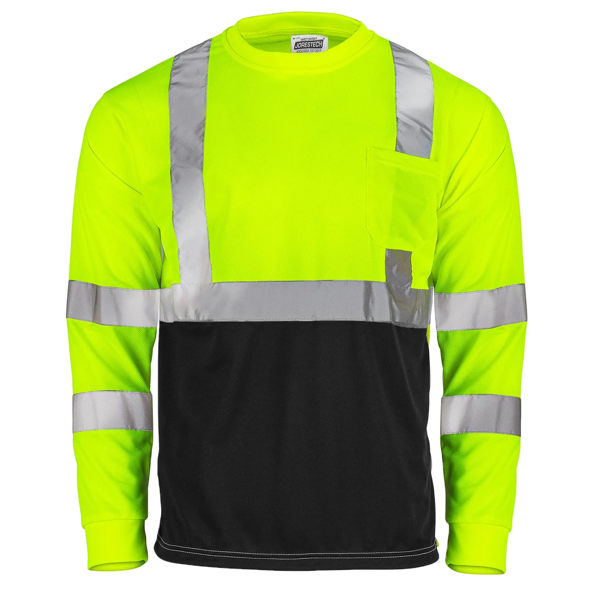 JORESTECH Hi-Vis Long Sleeve Safety Shirt, ANSI Class 3 (M, Yellow/Black), Adult ...