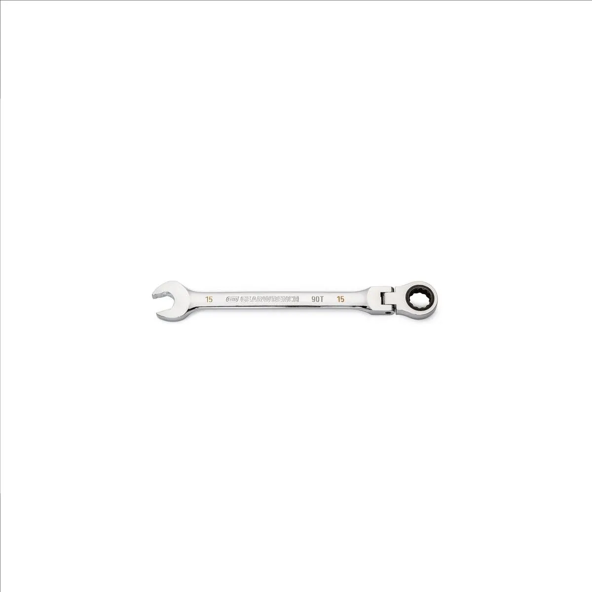 15mm 90-Tooth 12 Point Flex Head Ratcheting Combination Wrench