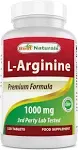 Best Naturals 3 Pack L-Arginine 1000 mg 120 Tablets - Pharmaceutical Grade L Arginine Supplement Promotes Nitric Oxide Synthesis (TOTAL 360 Tablets)