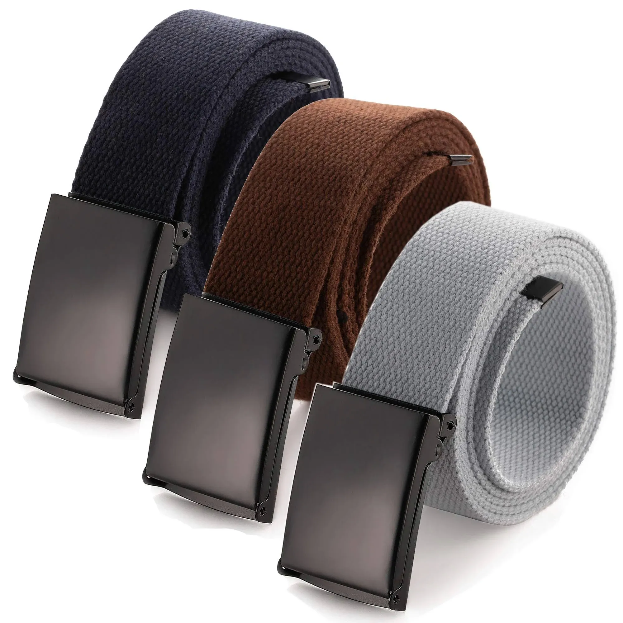 Mile High Life Canvas Web Belt | Cut to Fit Up to 52" | Flip-Top Matte Silver Nickel Buckle 12 Colors