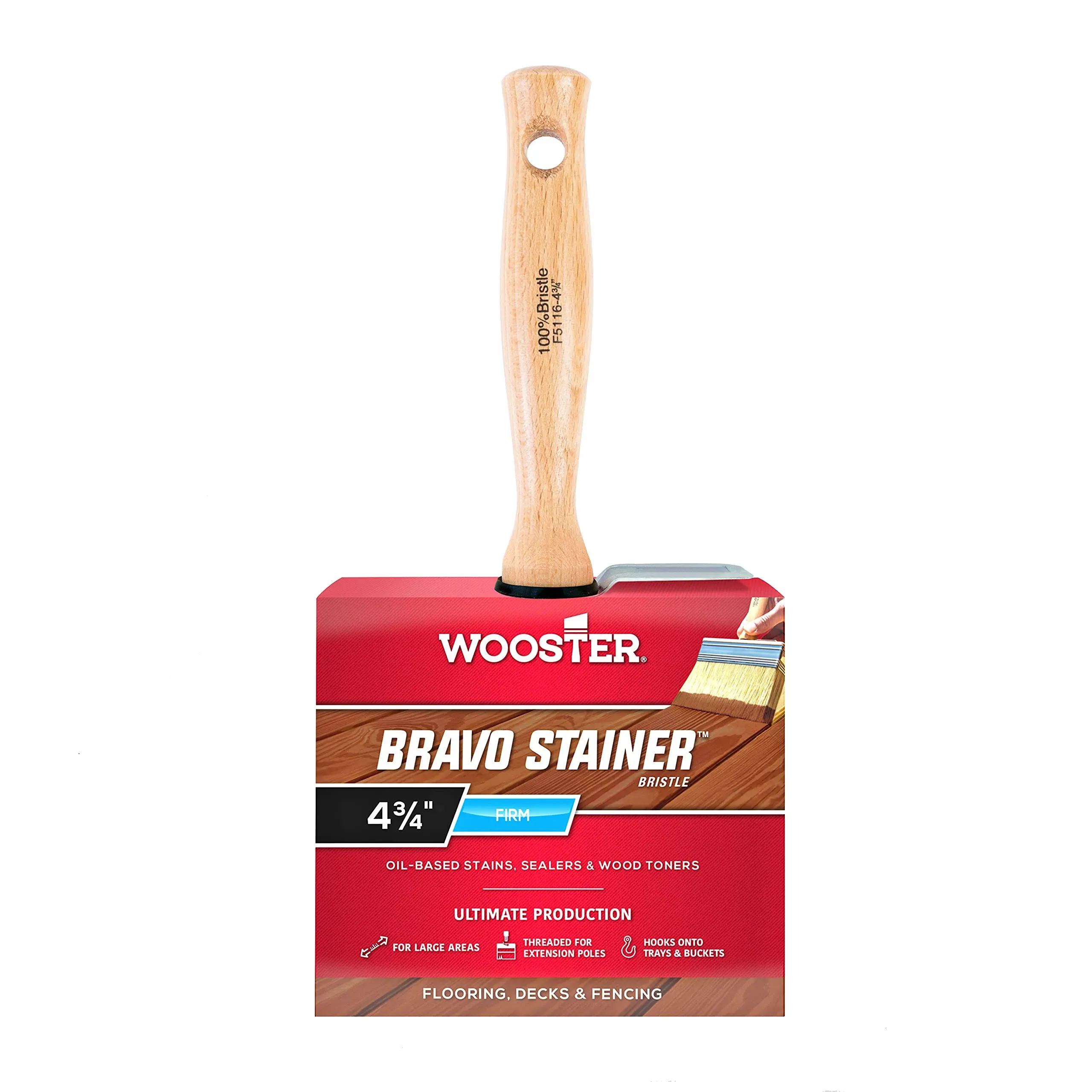 Wooster F5116  Bravo Stainer White China Bristle Stain Brush