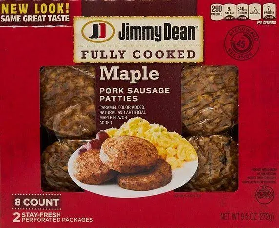 JIMMY DEAN PORK BREAKFAST SAUSAGE PATTIES ORIGINAL 9.6 OZ BOX PACK OF 2