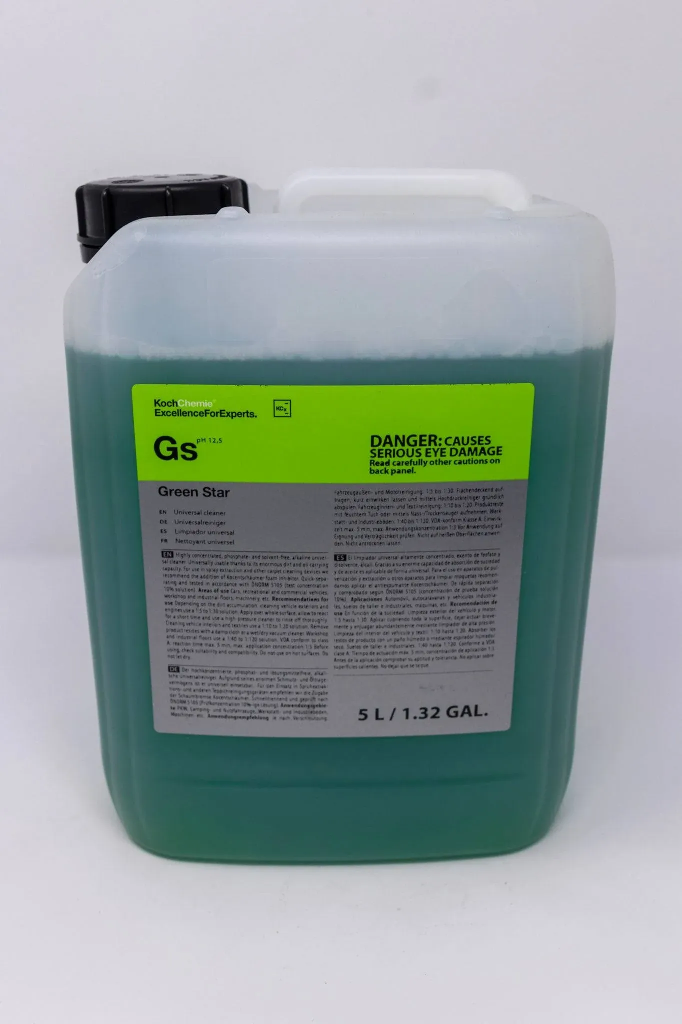 Koch-Chemie - Green Star - Highly Concentrated Universal Cleaner; Phosphate and Solvent Free, Auto Interiors and Exteriors, Engine Cleaning, Commercial and Industrial Use (1 Liter)