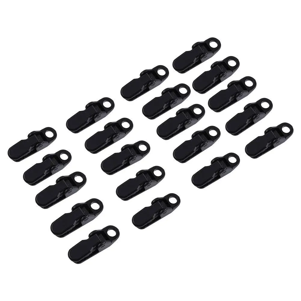 GOTOTOP Tarp Clips 20Pcs Trap Clips Jaw Tent Snaps Camping Clamp Clips Tent Tighten For Outdoors Camping Black