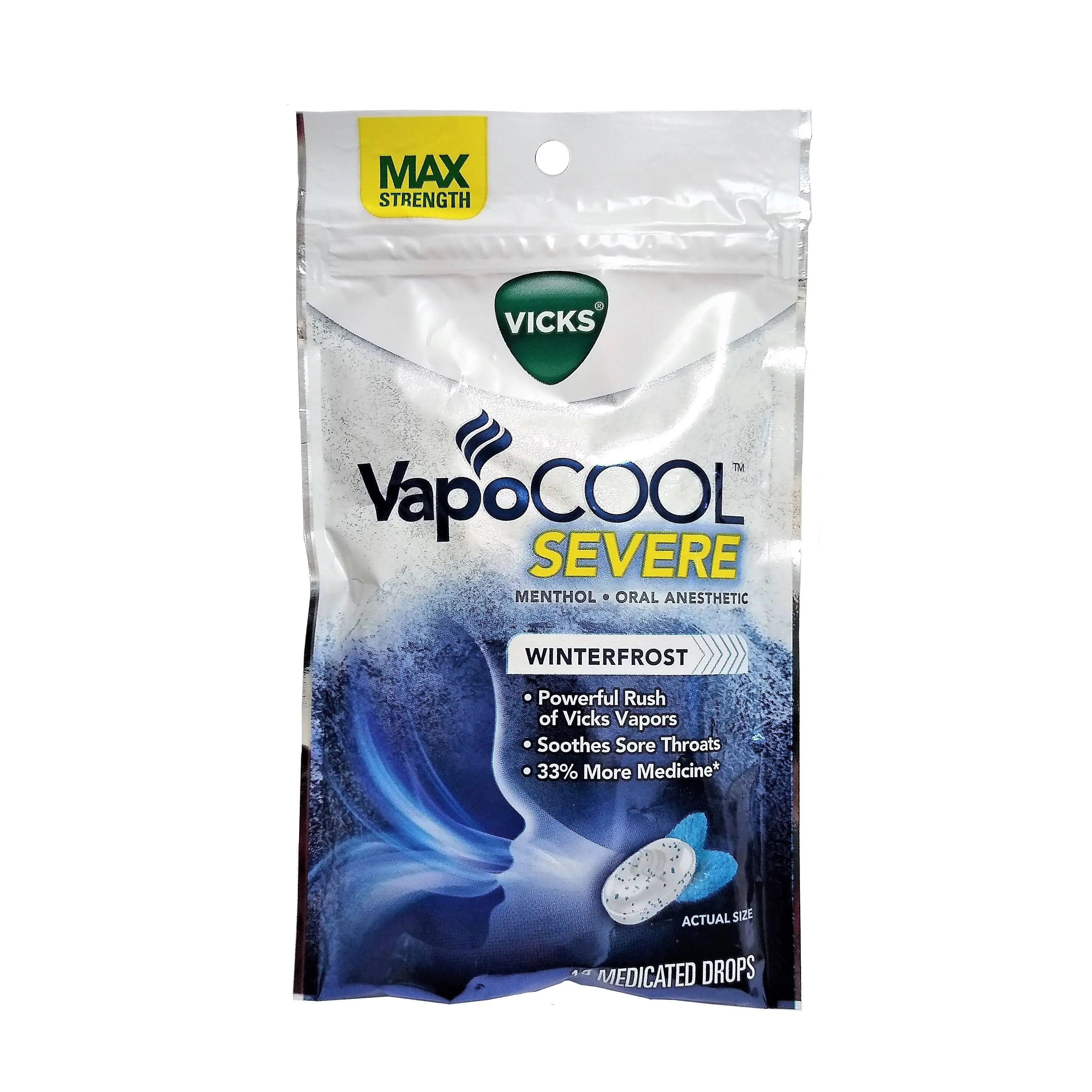 Vicks, Vicks Vapocool Severe Medicated Drops Winterfrost, 18 Each