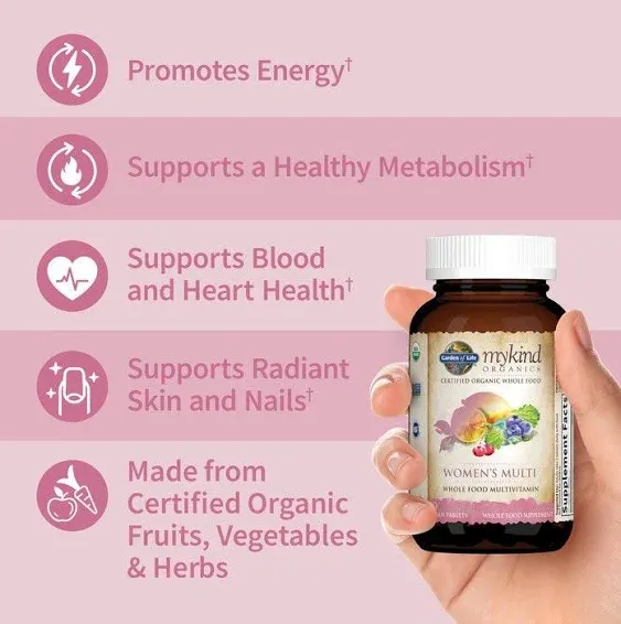 Garden of Life, Organics, Multivitamines pour femmes, 60 comprimés vegan