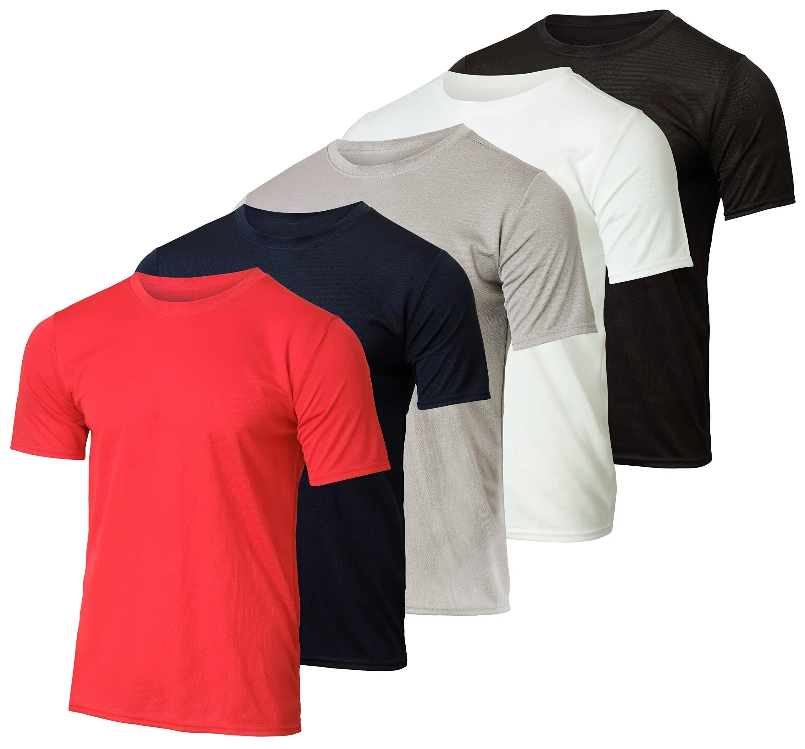 Real Essentials 5 Pack Men’s Active Quick Dry Mesh Crew Neck T Shirts | Athletic Short Sleeve Tee (Available in Big & Tall)