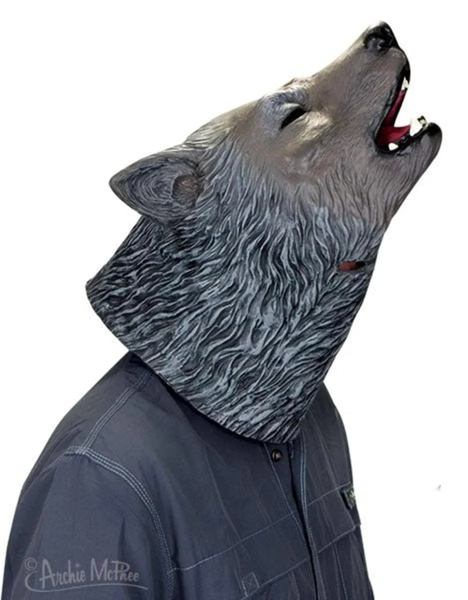 Mcphee Accoutrements Archie Howling Wolf Mask, Grey, One Size