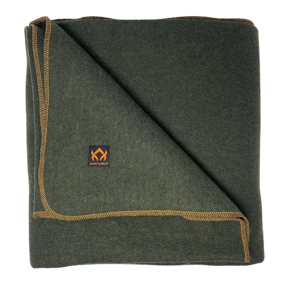 Arcturus Military Wool Blanket - 4.5 lbs, Warm, Thick, Washable, Large 64" x 88" - Great for Camping, Outdoors, Survival & Emergency Kits (Olive Green)