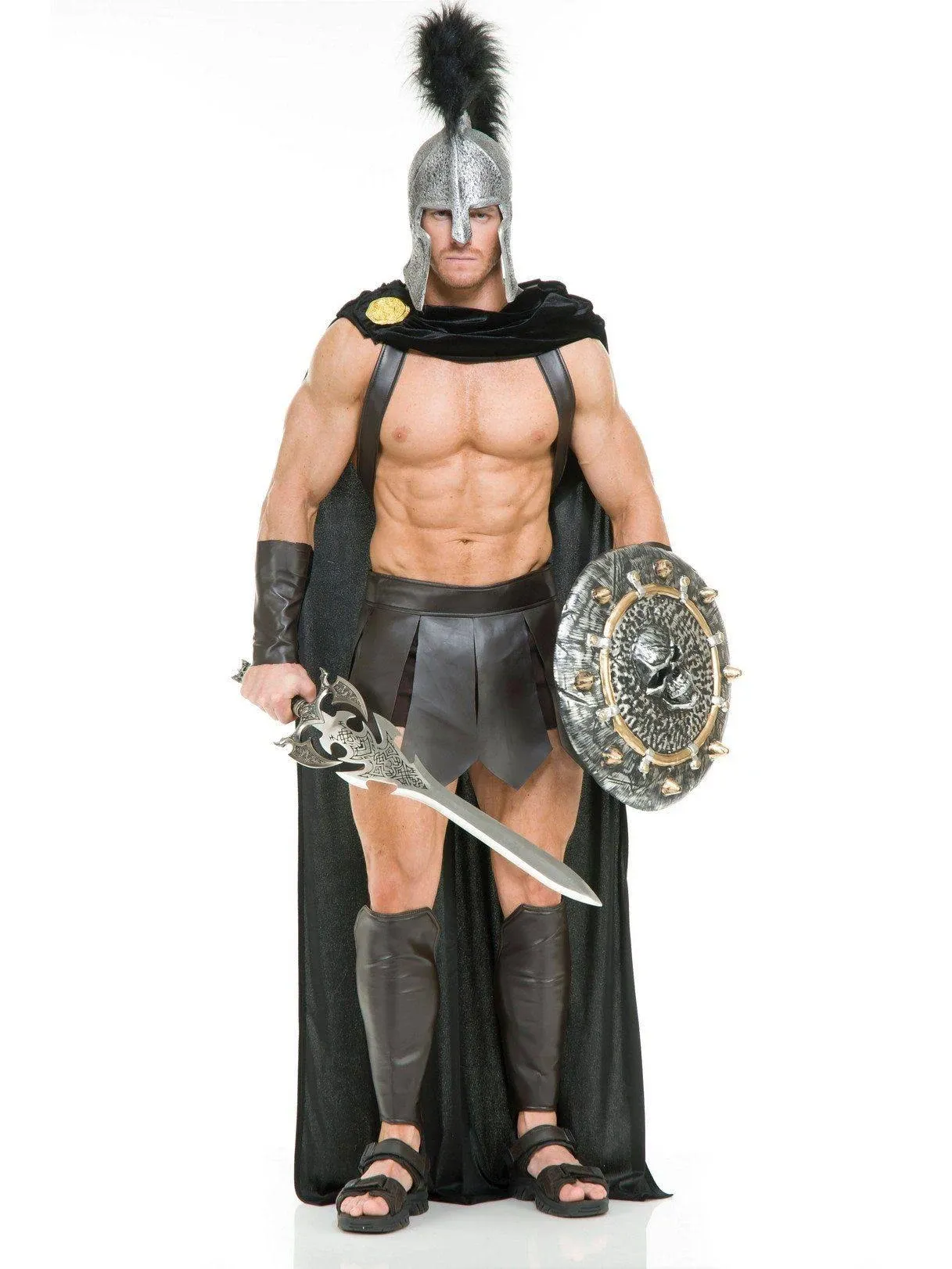 Charades Spartan Warrior Costume XL *missing shoulder harness &amp; arm guards*