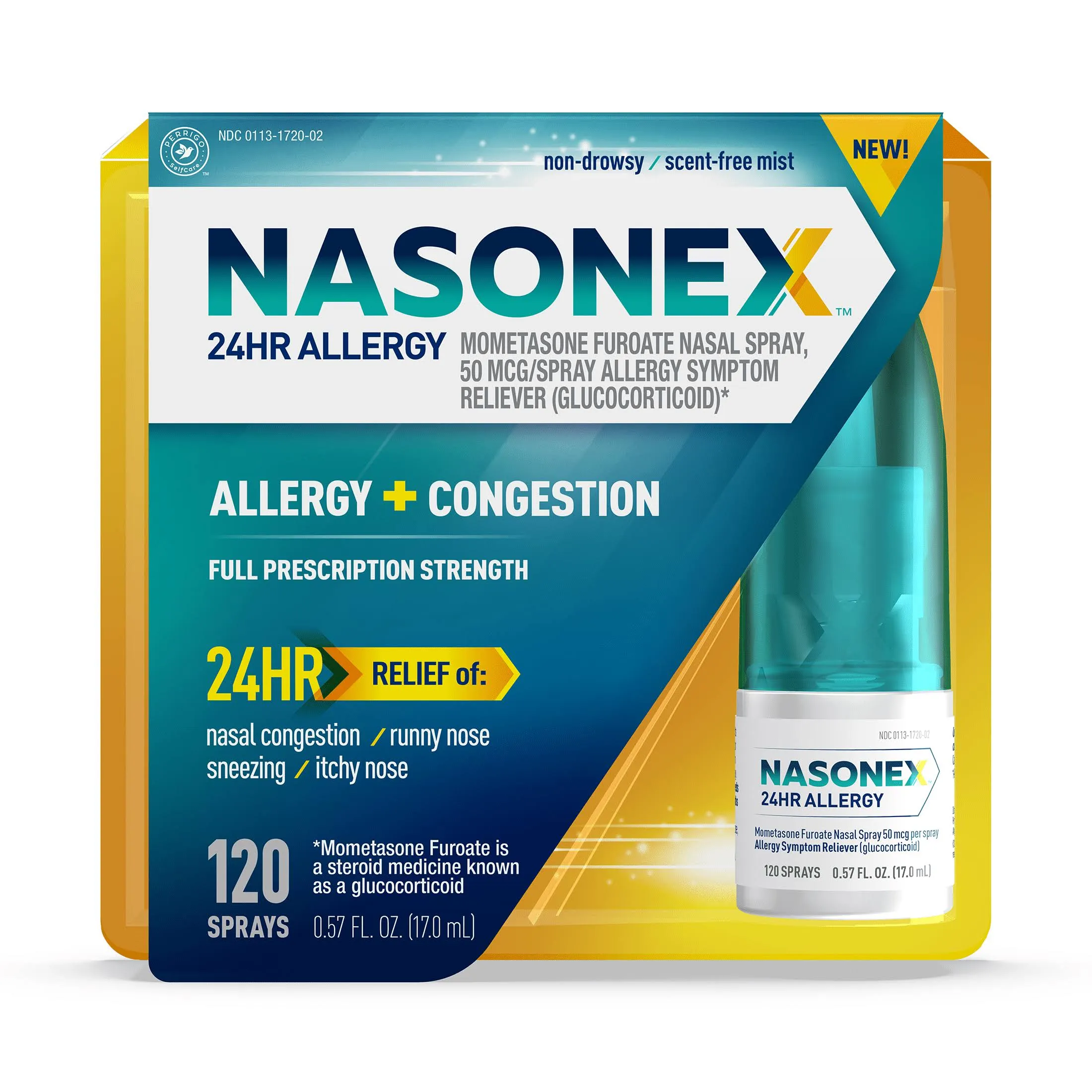 24HR Allergy Nasal Spray, 24 Hour Non Drowsy Allergy Medicine, 120 Spra