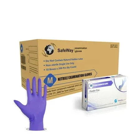 Safeway Nitrile Exam Gloves, 2000 Ct -Powder-Free, Latex-Free with Textured Fingertips, Medical-Grade, Food, Cleaning, and Pet Care, X-Large