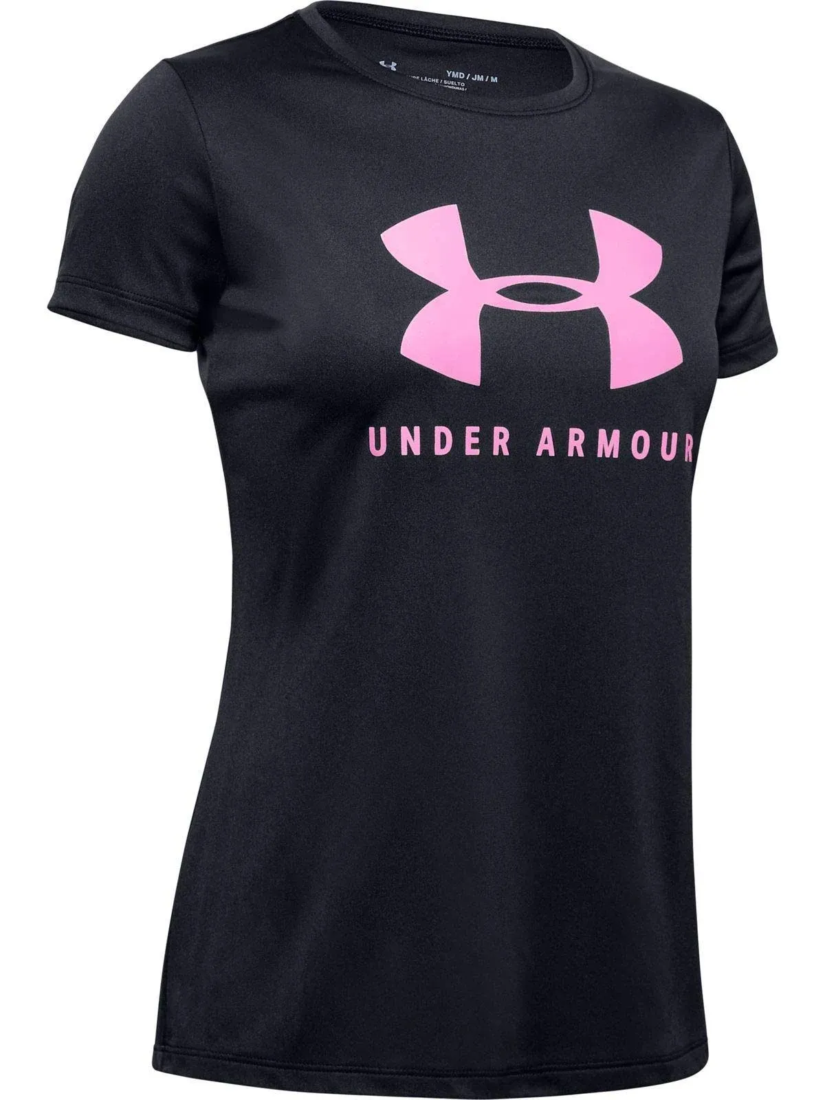 Under Armour Girls' Tech Solid Graphic Big Logo Short Sleeve T-Shirt