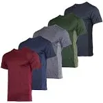 Real Essentials 5 Pack: Men’s Short Sleeve Dry Fit Active Crew Neck T Shirt - Athletic Running Gym Workout Tee Tops