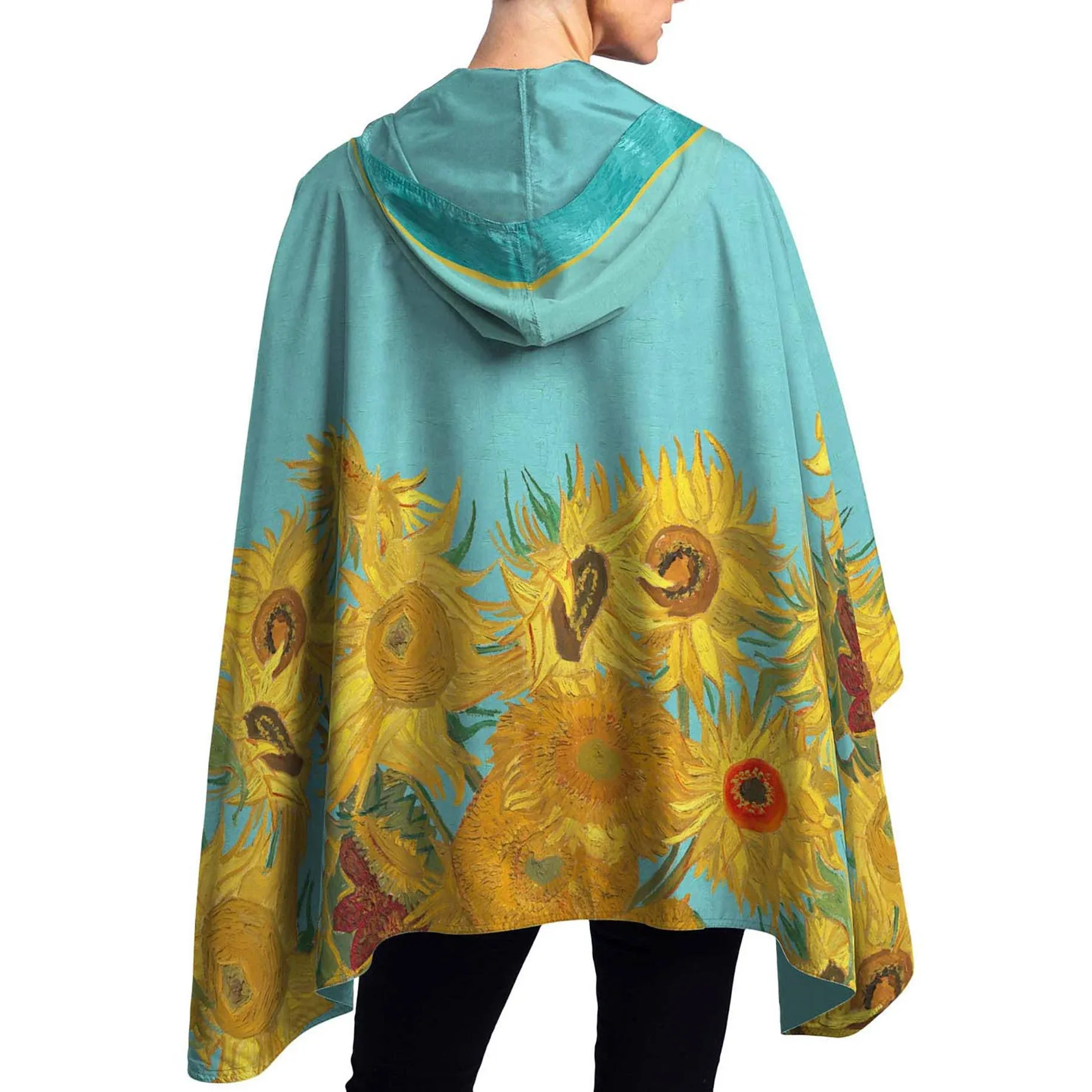 NEW van Gogh Sunflowers Womens Rain Cape - Rainproof Breathable Rain Poncho