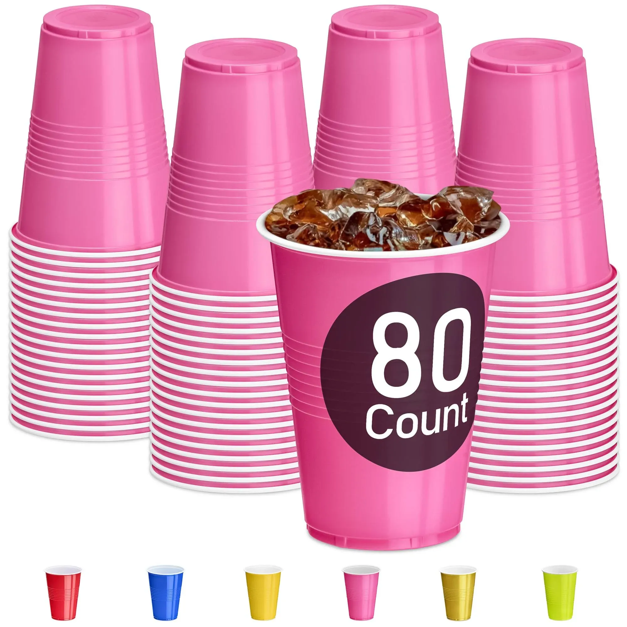 Decorrack 80 Party Cups, 16 Oz -bpa Free Plastic Soda Cups, Perfect for Birthday, Picnic, Indoor and Outdoor Event