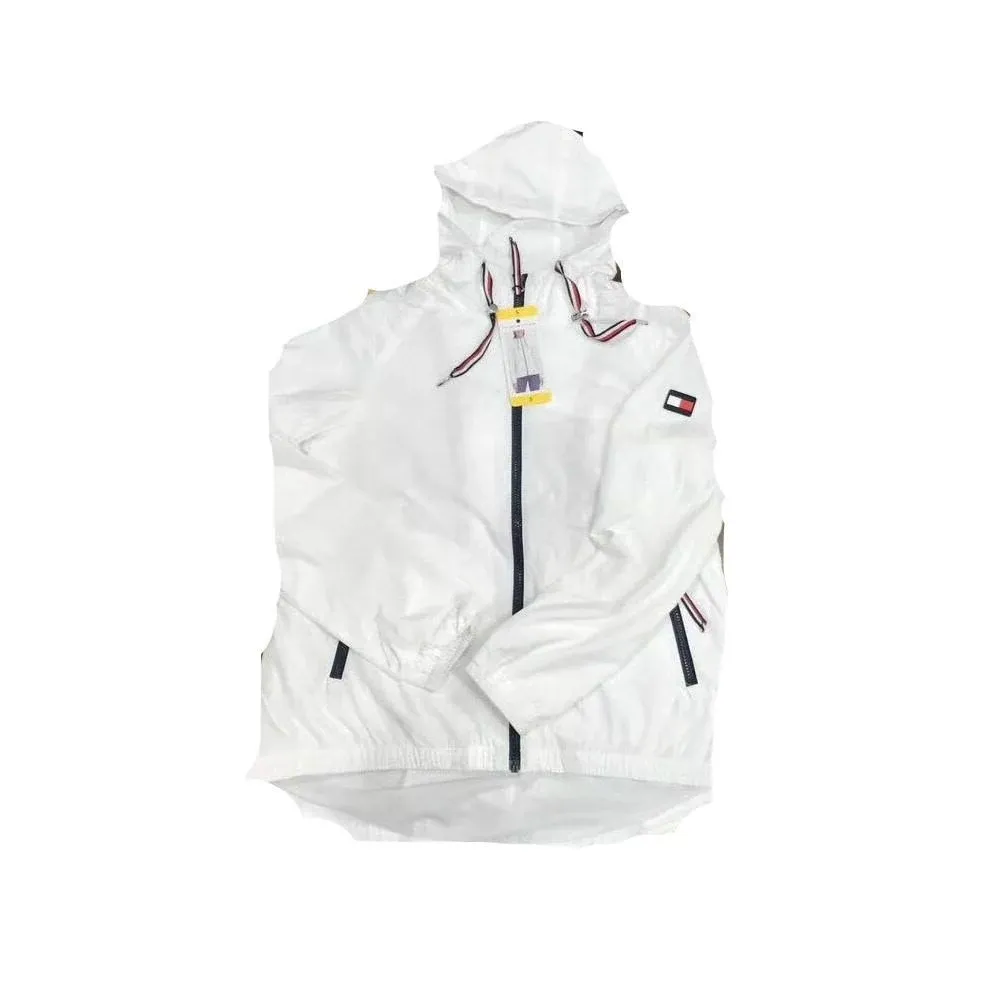 Tommy Hilfiger Ladies  Windbreaker Hoodie Jacket  White  Large - NEW