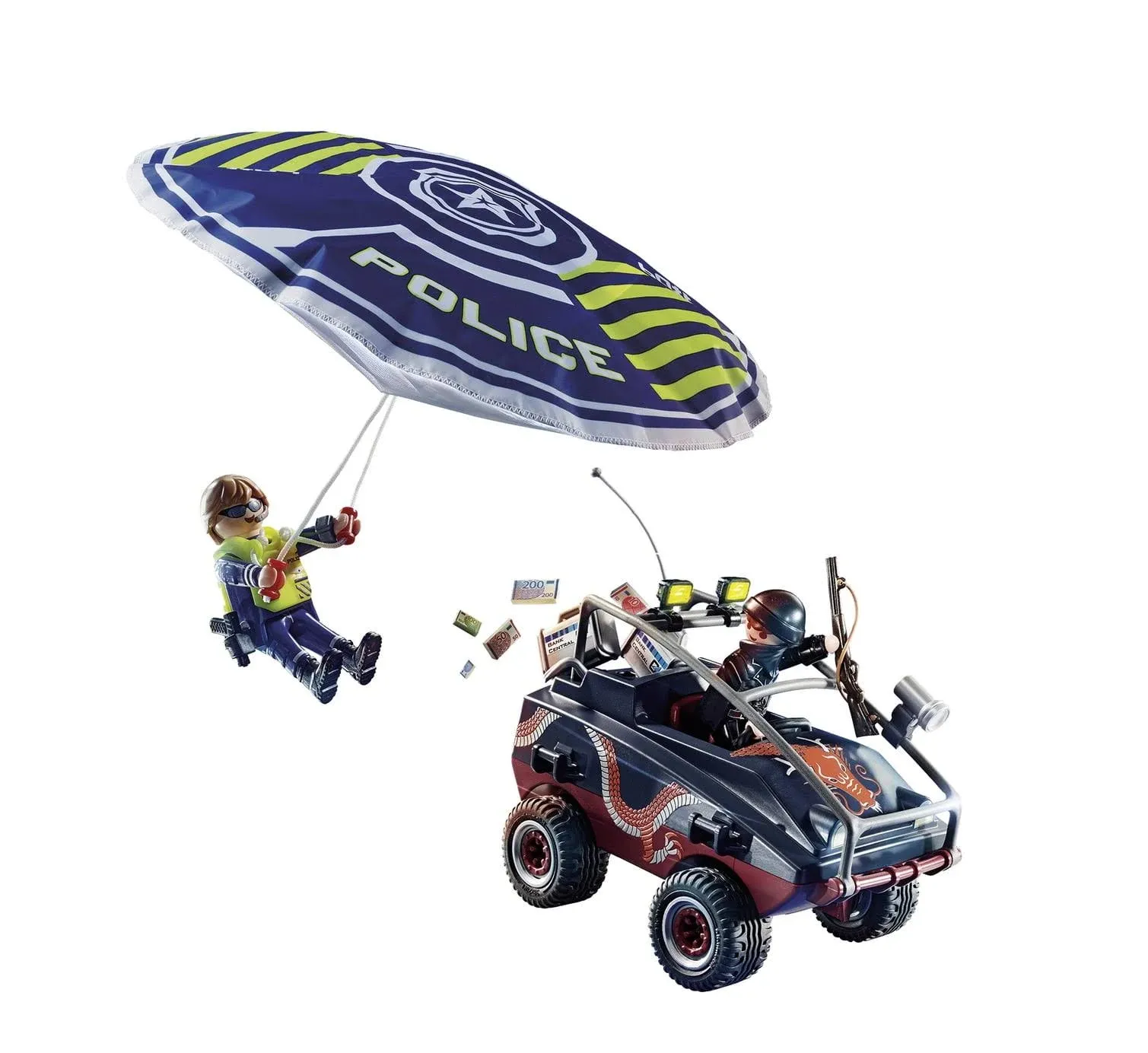 NEW (Dinged Box) PLAYMOBIL 70781 Police Parachute w/Amphibious Vehicle 50 Pc Toy