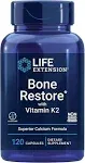 Life Extension Bone Restore + Vitamin K2 Vitamins & Minerals Maintain Bone Health & Strength - Fortifying Nutrients Calcium, D3 & Important Bone Building Minerals - Non-GMO, Gluten-Free -120 Capsules