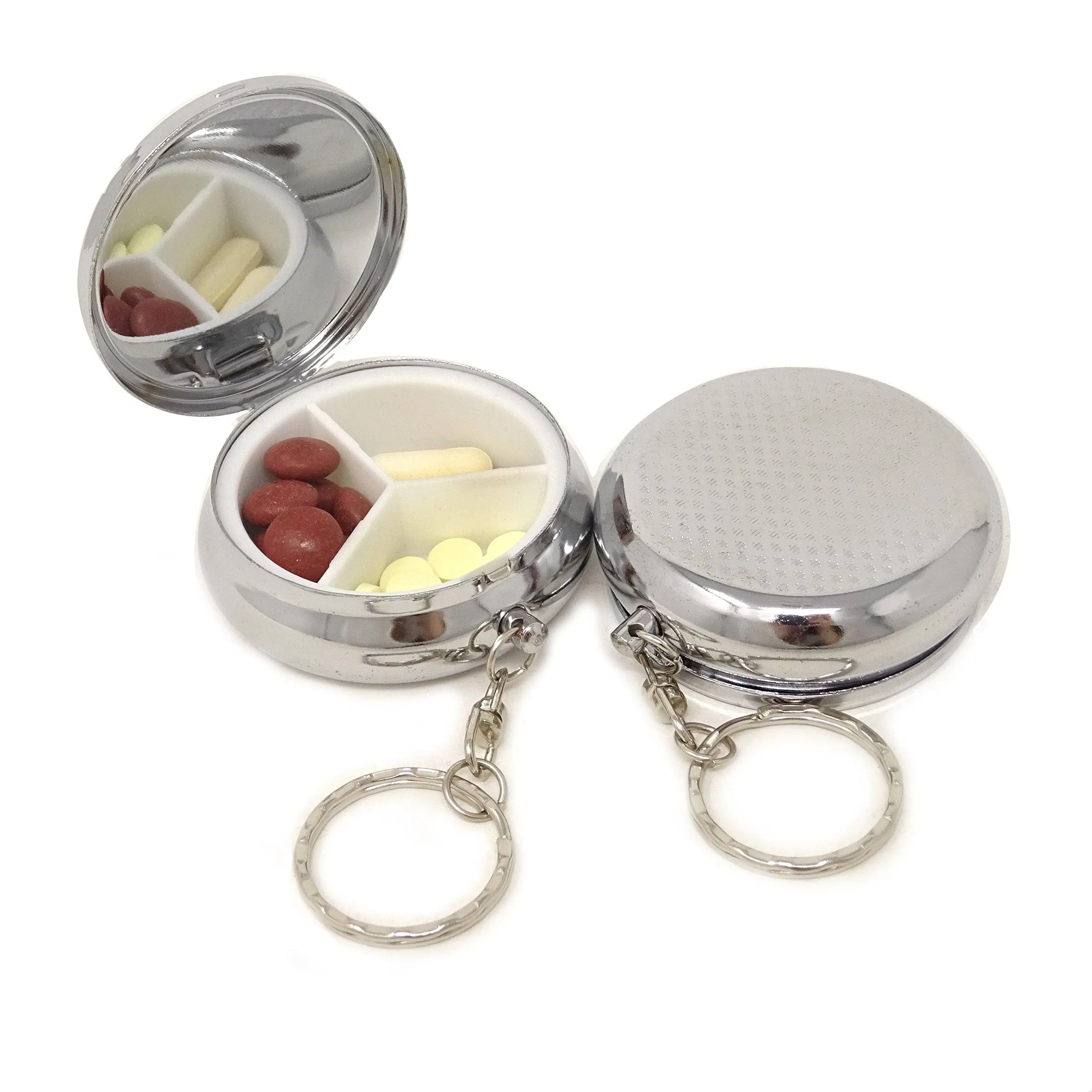 yueton Pack of 2 Pillbox Keychain,Key Chain Pill Case Container, Portable Keyrin