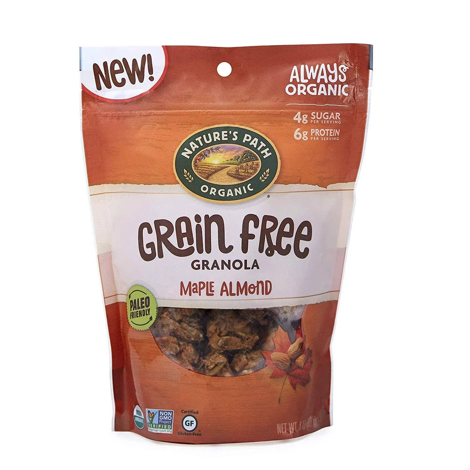 Nature&#039;s Path Organic Grain Free Maple Almond Granola, 8 Ounce (Pack of 6), Non-