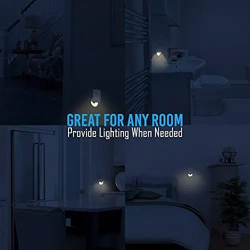 AULTRA Night Light LED Round Night Lights Plug Into Wall - Dusk to Dawn Sensor Activated, Automated On & Off, Used for Kitchen, Bathroom, Home Improvement, Bedroom 6-Pack