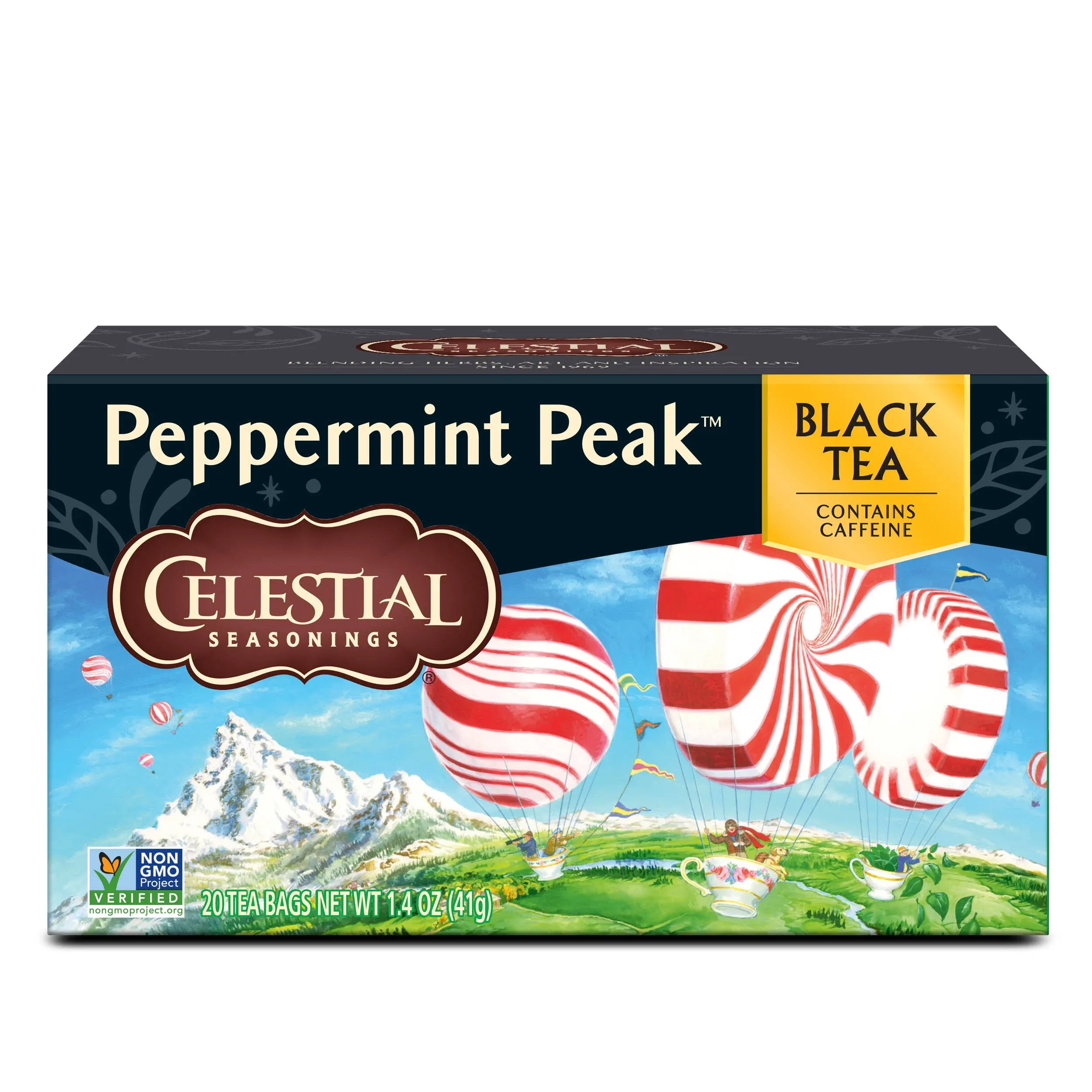 Celestial Seasonings Black Tea, Peppermint Peak, 20 Count (Pack of 6) (Packaging May Vary)