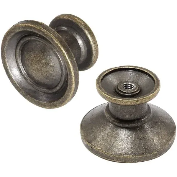 Piutouyar 6 Pack Bronze Vintage Dresser Knobs Round Antique Cabinet Knobs Metal Mini Door Knob for Kitchen Cupboard Bathroom Dresser Drawers Closet with Screws 1.1" x 0.75"