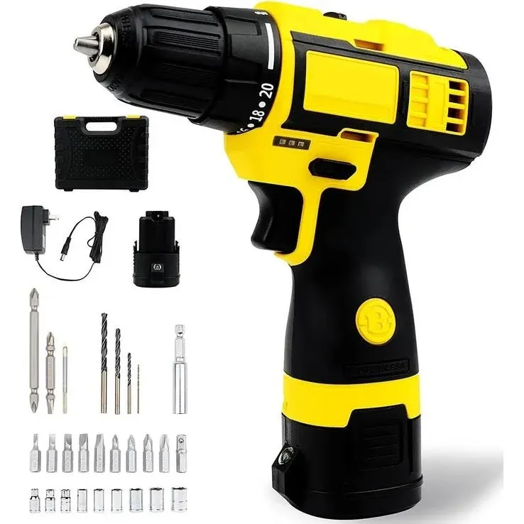 BOSI TOOLS Cordless Drill Set 16.8V Power Drill Driver Kit with 2 2000mAh Batteries and Charger Brushless 3/8-Inch Keyless Chuck 2 Speed 20+1 Position Torque Setting 27pcs Drill Screwdriver Bits