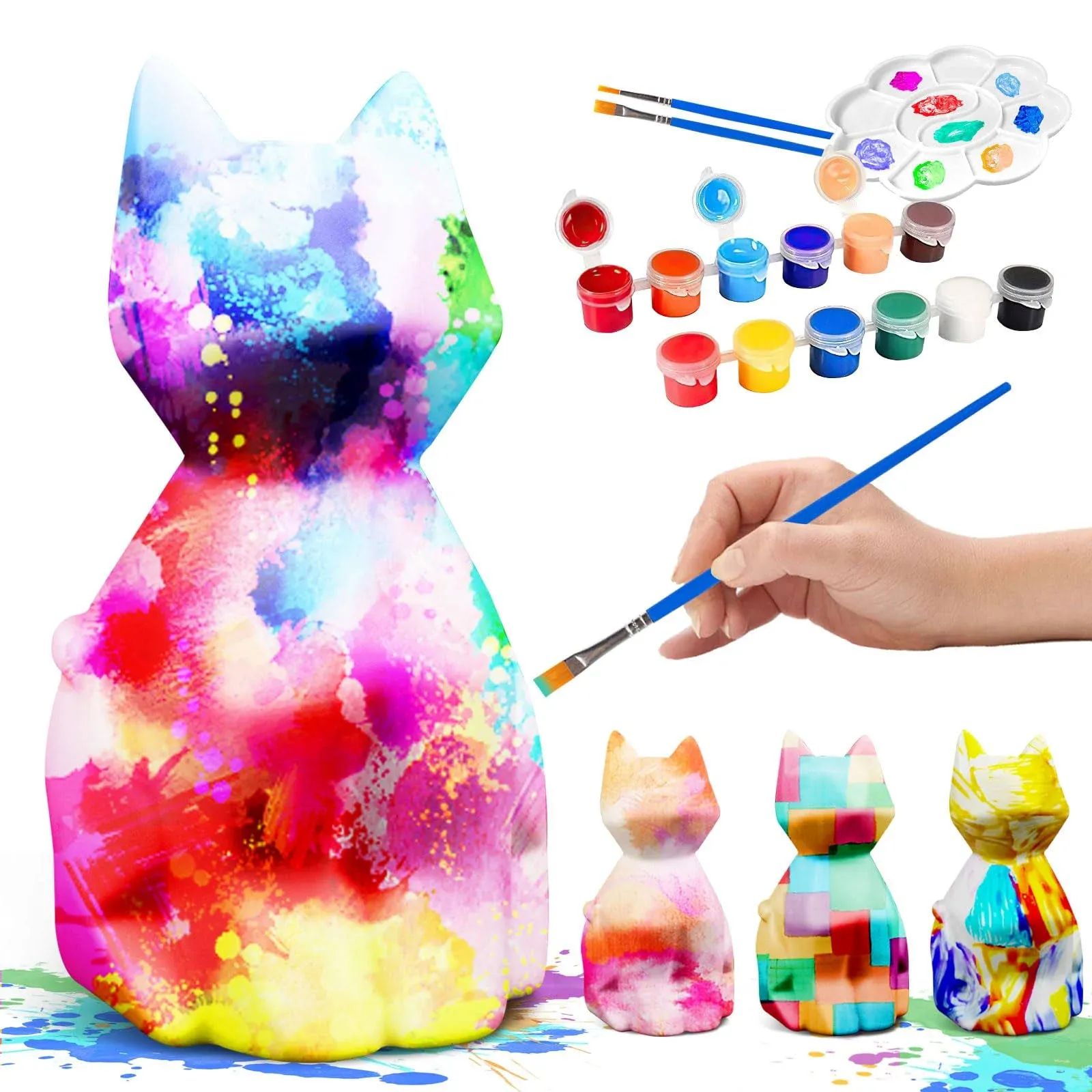 Paint Your Own Cat Lamp Art Kit, DIY Geometric Cat Lamp Night Light, Animals Toys Night Light, Gifts Crafts for Teens Girls Boys, Art and Crafts