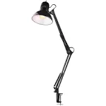 Globe Electric 56963 32" Multi-Joint Desk Lamp, Metal Clamp, Black, On/Off Rotary Switch on Shade, Partially Adjustable Swing Arm, Home Office Accessories, Lamp for Bedroom, Home Improvement