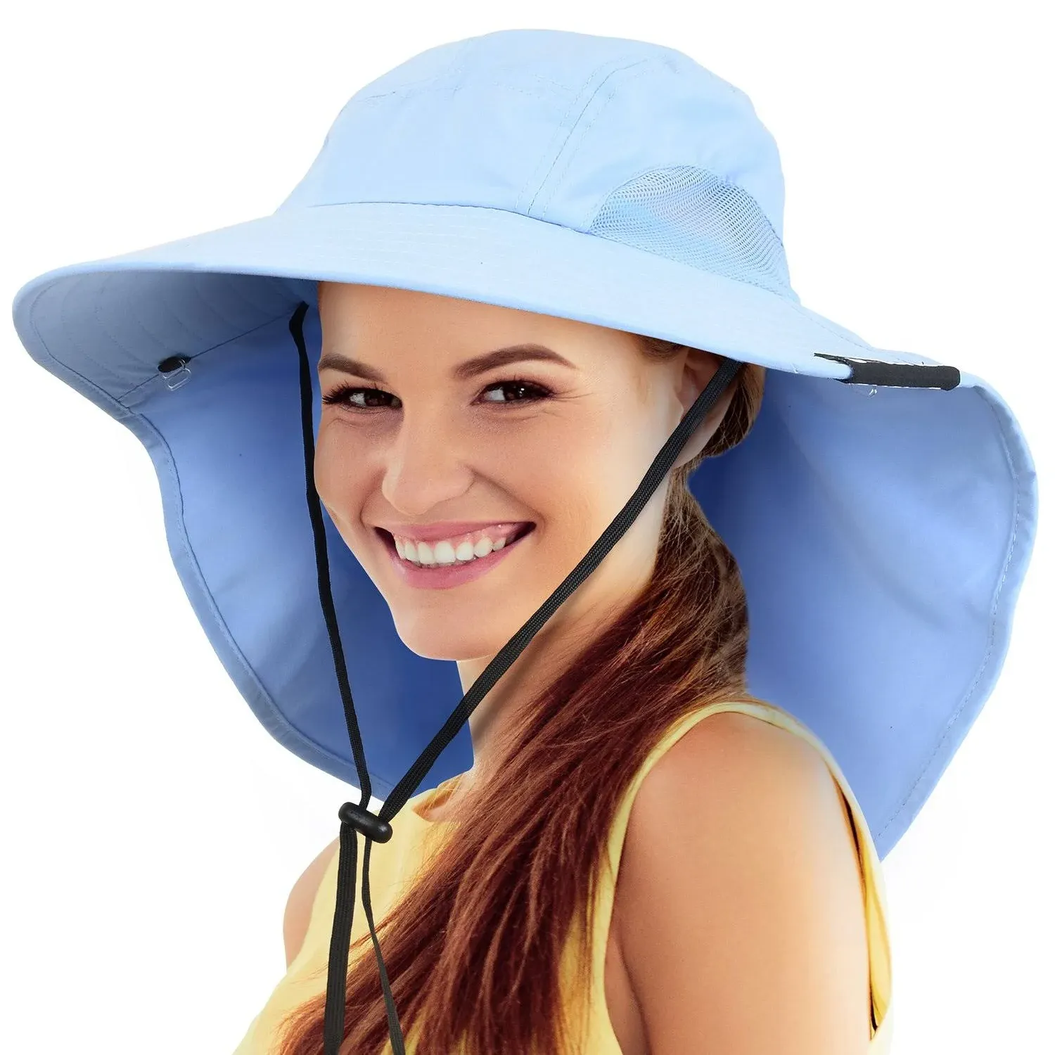 Tirrinia Safari Sun Hats for Women Fishing Hiking Cap with Neck Flap Wide Brim ...