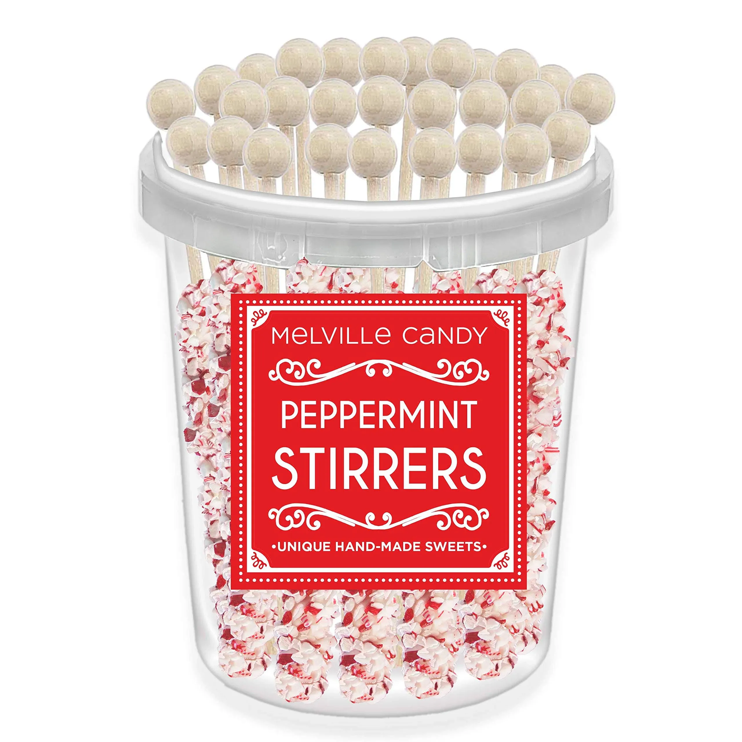 White Chocolate Coated Stirrer Stick With Peppermint (30 ct Bucket)