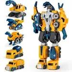 MIEBELY Toddler Robot Construction Vehicles Set – 5Pcs Transforming Robots for Kids - Magnetic Toys with Durable Connectors – Easy DIY Assembly Function – 5-in-1 Educational STEM Toys