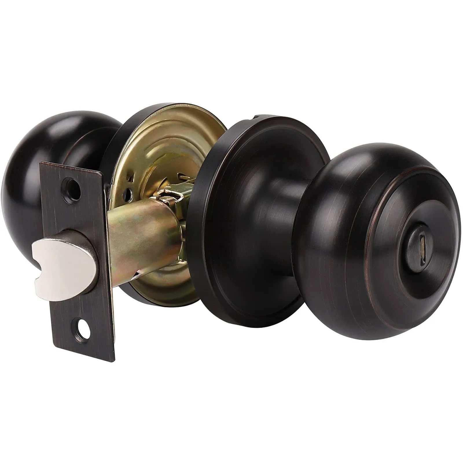 1 Pack Round Privacy Door Knobthumb Turn Lock On The Inside Keyless Doorknobs