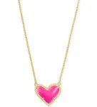 Kendra Scott Ari Heart Gold Pendant Necklace Dichroic Glass