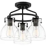 Possini Euro Design Bellis Industrial Rustic Farmhouse Semi Flush-Mount Ceiling Light