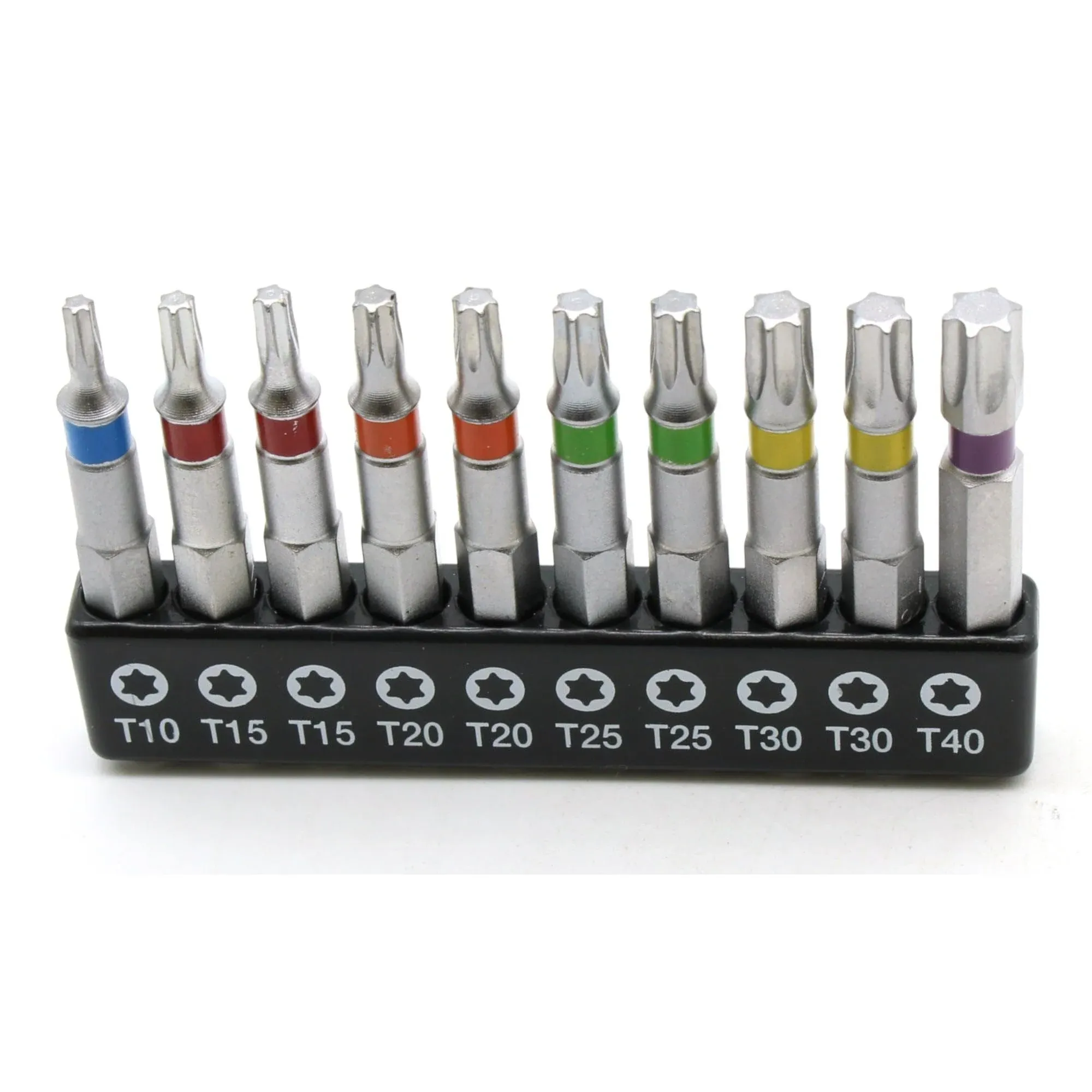 TEMO 10 Pc Color Coded T10-T40 6 Point Torx Impact Ready 2 Inch Long Screwdriver