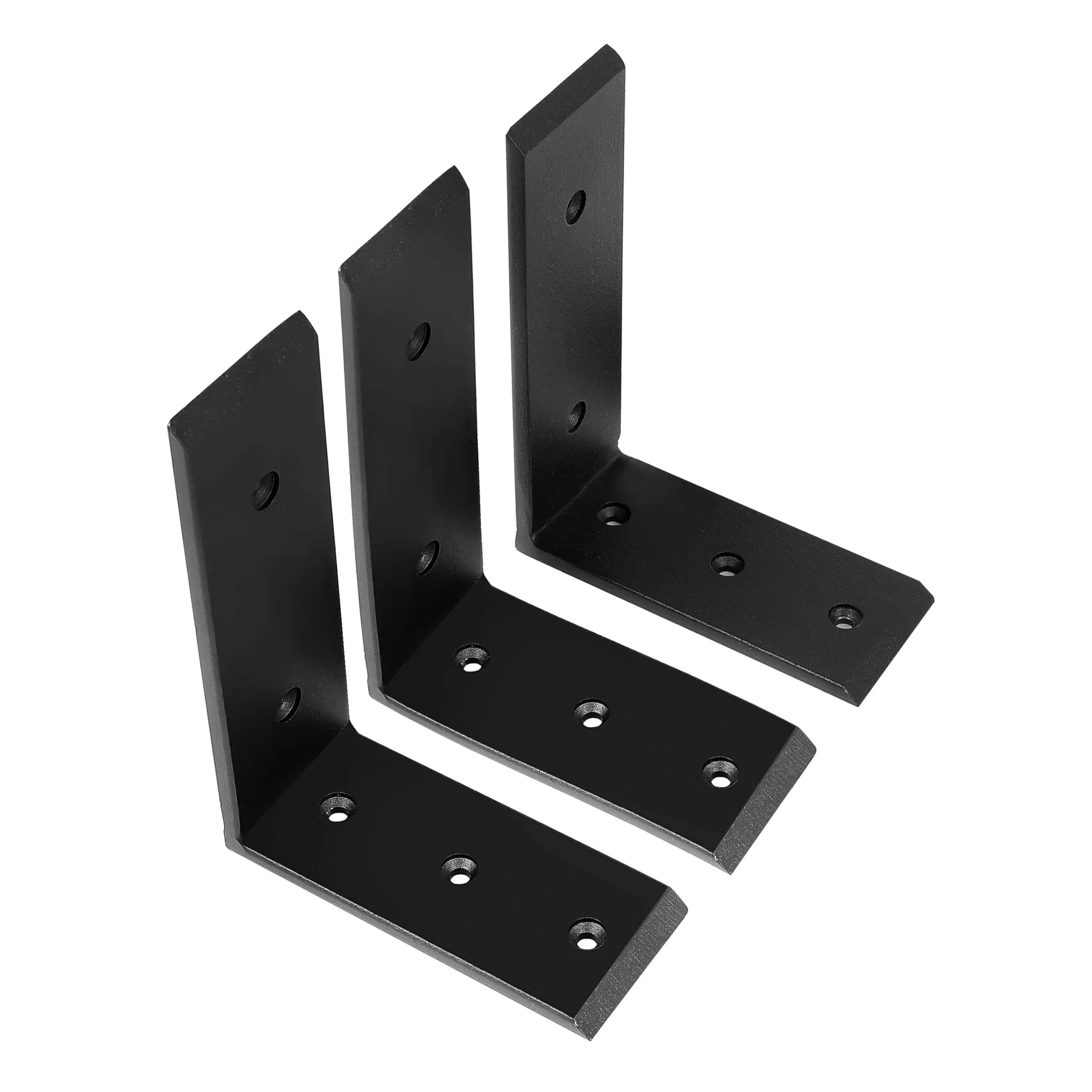 HECASA Countertop Support L Shelf Brackets for Wood Quartz Granite Concret Countertops Corbel Wall Heavy Duty 6"x8" 500 LBS Capacity 3 Pcs Black Steel