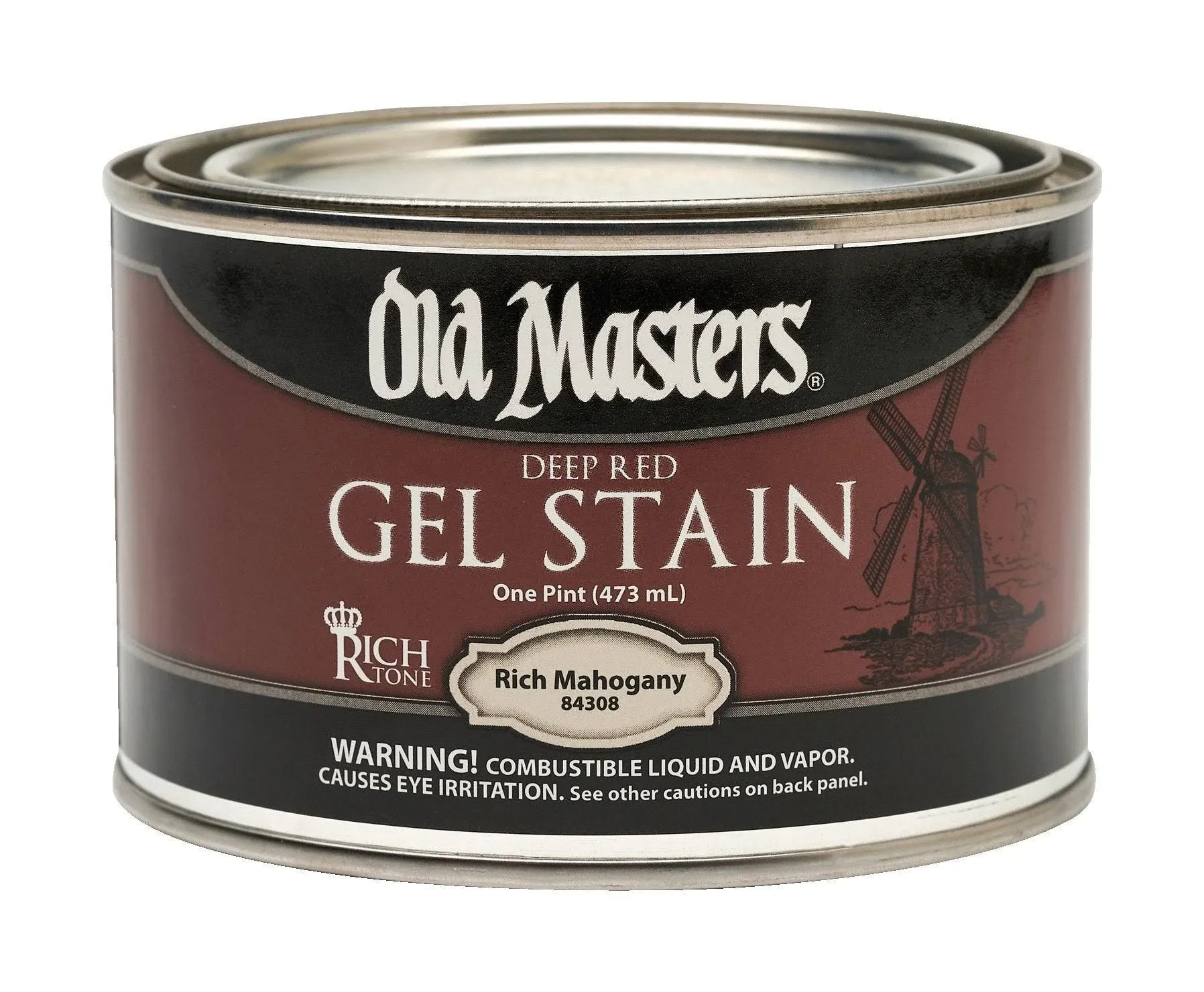 Old Masters 84308 Oil Based Gel Stain, 1 pt Can, 1000 - 1200 sq-ft/gal, 843 Rich