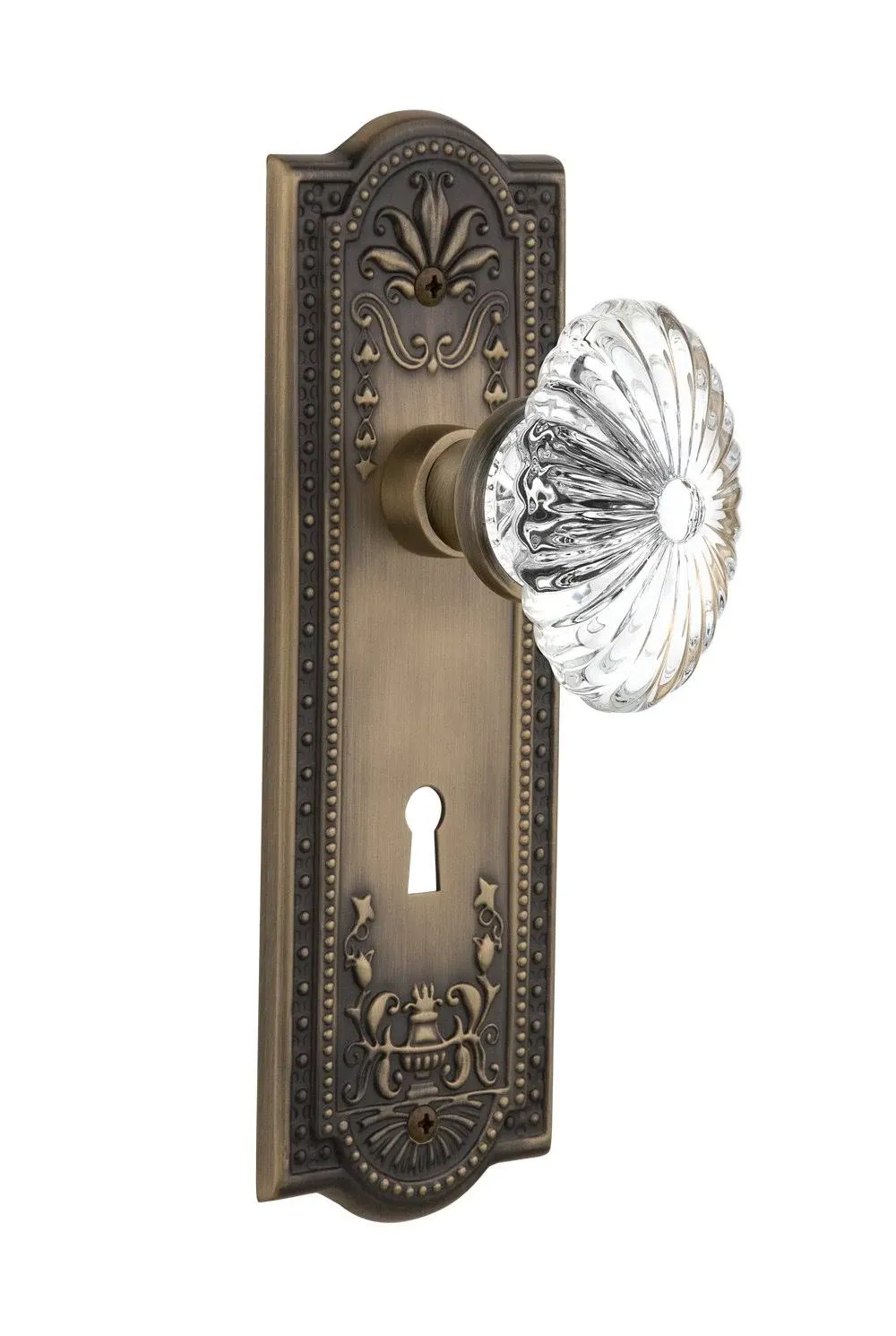 Nostalgic Warehouse 718422 Oval Fluted Crystal Privacy Door Knob with Meadows ...