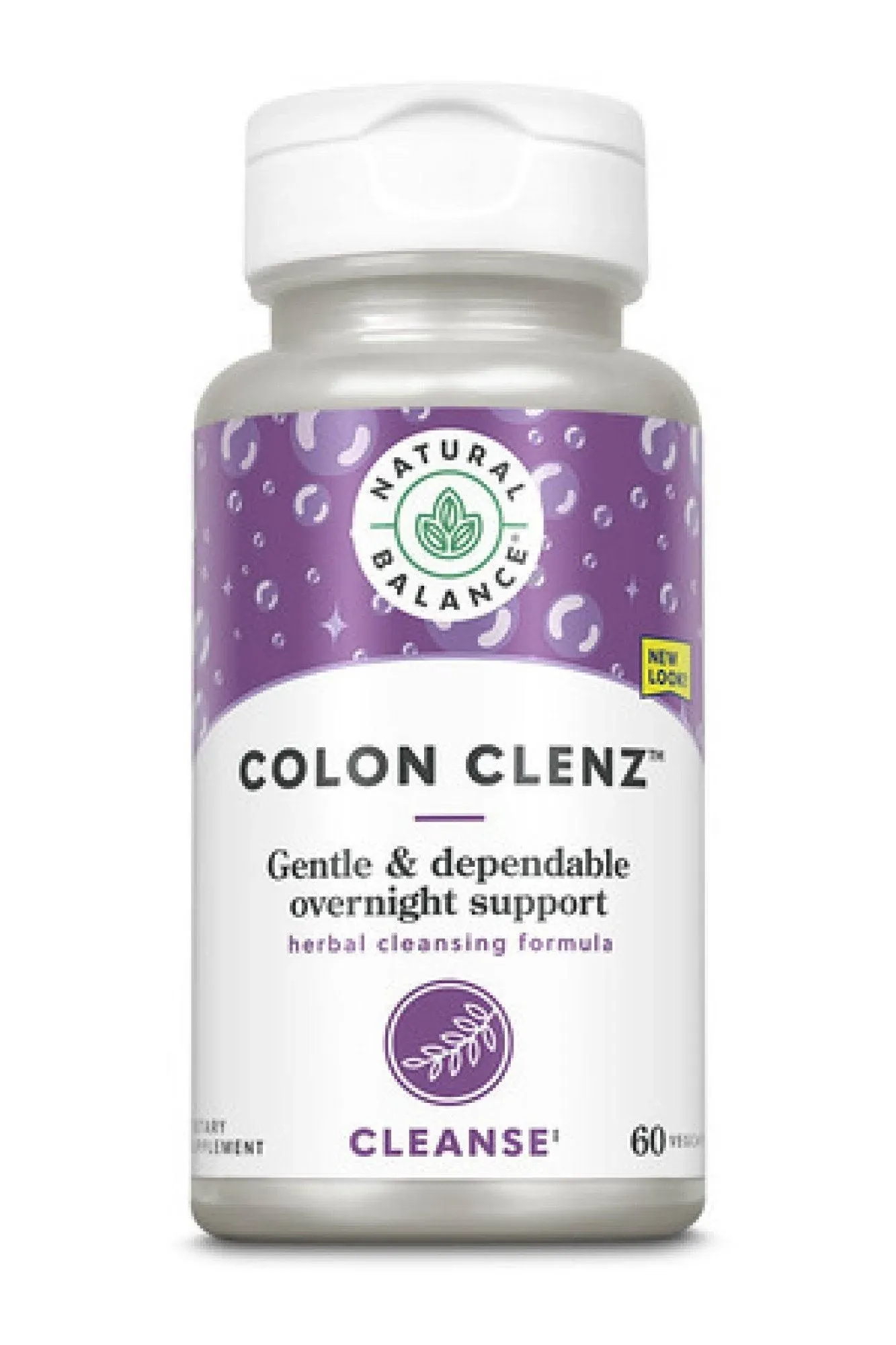 Natural Balance Colon Clenz | Herbal Colon Cleanse, Detox Cleanse, and Digestive Health Supplement - Gentle and Dependable Overnight Formula - 60-Day Guarantee (120 Servings, 120 VegCaps)